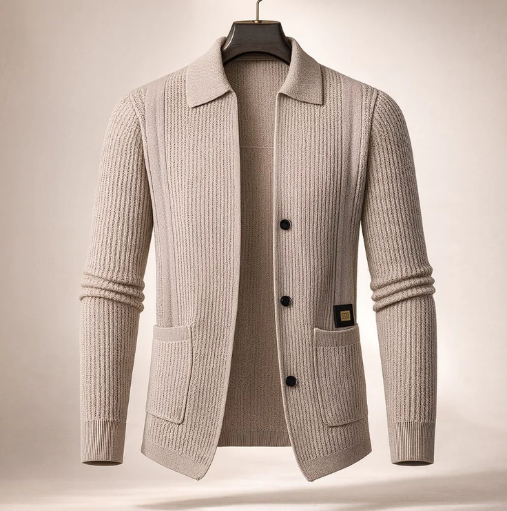 Velworn Men’s Casual Jacket – Soft Textured Fabric